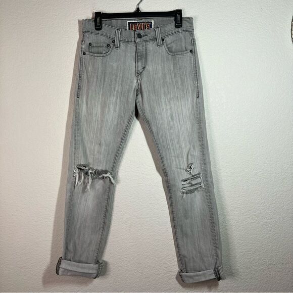 Levi's 511 Gray Cuffed Distress Skinny Jeans Men’s Size W30 x L32 - Picture 1 of 7
